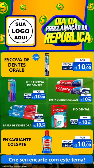 Modelo de TV para TV Vertical com o tema Dia Da Proclamação da República para Higiene Pessoal