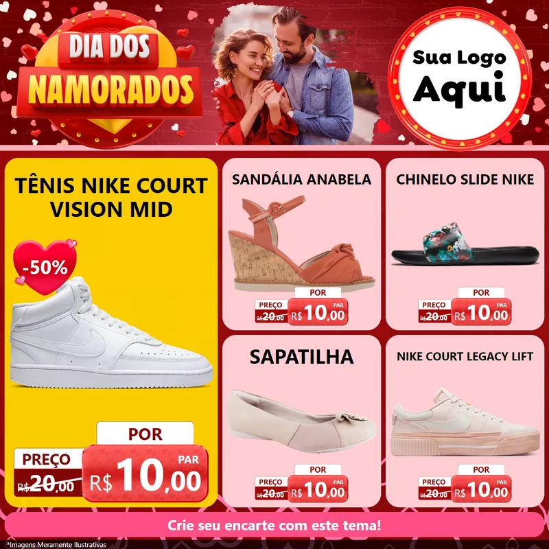 Modelo de Rede Social para Feed Facebook com o tema Dia Dos Namorados para Calçados