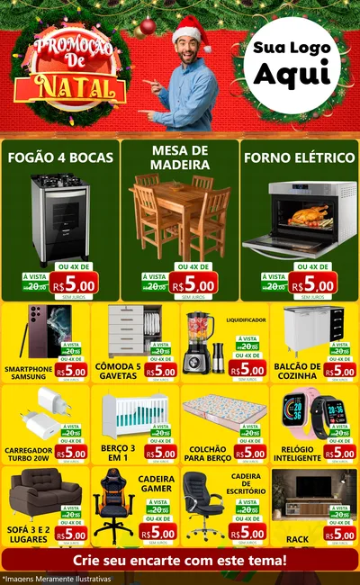 Modelo de Encarte para Encarte Grande com o tema Promoção de Natal para Móveis e Eletro
