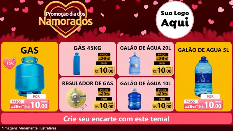 Modelo de TV para TV Horizontal com o tema Promoção Dia Dos Namorados para Água e gás