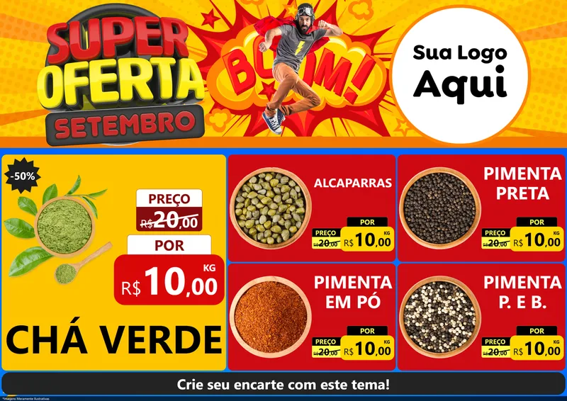 Modelo de Encarte para Encarte A4 Horizontal com o tema Super Oferta Setembro para Produtos Naturais