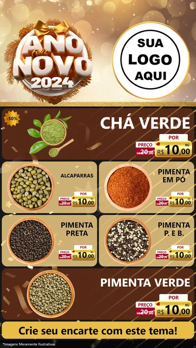 Modelo de TV para TV Vertical com o tema Feliz Ano Novo 2027 para Produtos Naturais