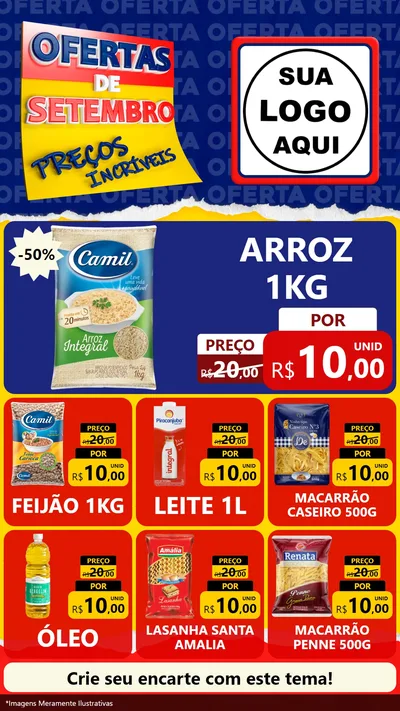 Modelo de Rede Social para Stories com o tema Ofertas de Setembro - Preços Incríveis para Supermercado