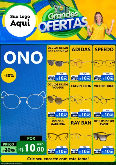 Modelo de Encarte para Encarte A4 Vertical com o tema Grandes Ofertas para Óticas