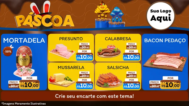 Modelo de TV para TV Horizontal com o tema Páscoa para Frios e Laticínios