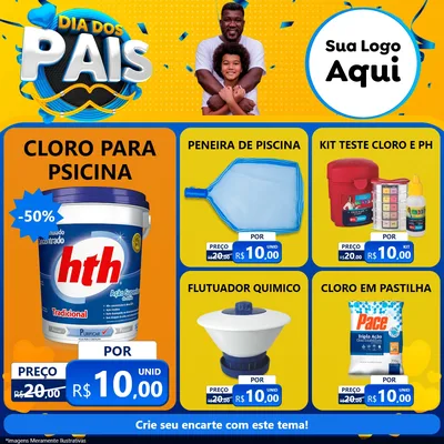 Modelo de Rede Social para Feed Facebook com o tema Dia dos Pais para Produtos para Piscina