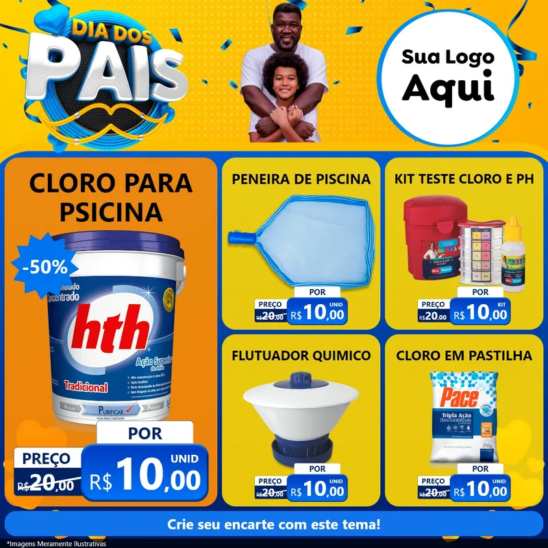 Modelo de Rede Social para Feed Facebook com o tema Dia dos Pais para Produtos para Piscina