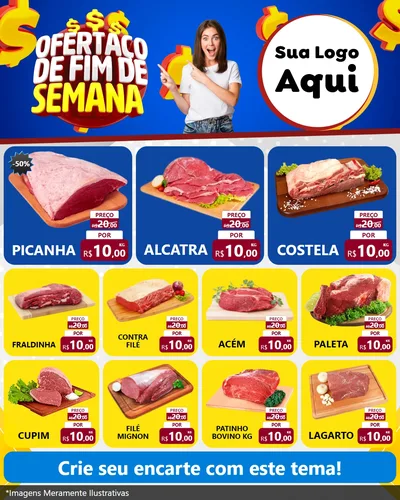 Modelo de Rede Social para Feed Instagram com o tema Ofertaço de Fim de Semana para Açougue