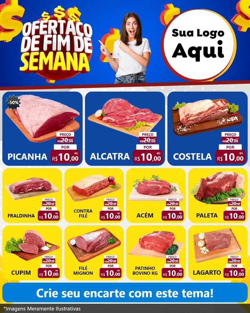 Modelo de Rede Social para Feed Instagram com o tema Ofertaço de Fim de Semana para Açougue