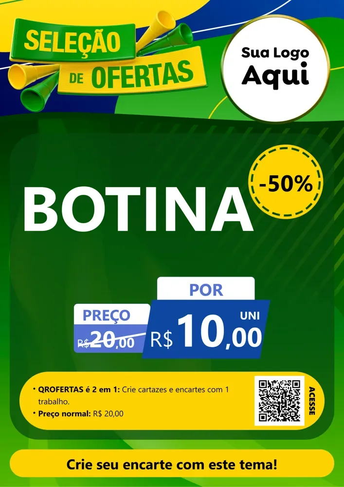 Modelo de Cartaz para Cartaz A4 Vertical com o tema Seleção de Ofertas - Copa para Agropecuária