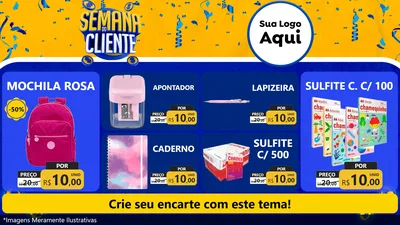 Modelo de TV para TV Horizontal com o tema Semana do Cliente para Papelaria
