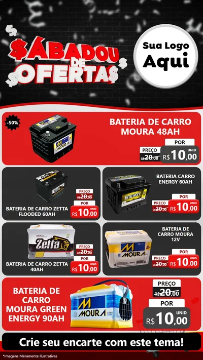 Modelo de TV para TV Vertical com o tema Sabadou de Ofertas para Baterias Elétricas