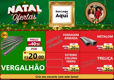 Modelo de Encarte para Encarte A4 Horizontal com o tema Natal de Ofertas para Ferragens