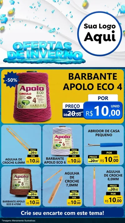 Modelo de Rede Social para Stories com o tema Ofertas de Inverno para Armarinho e Aviamentos