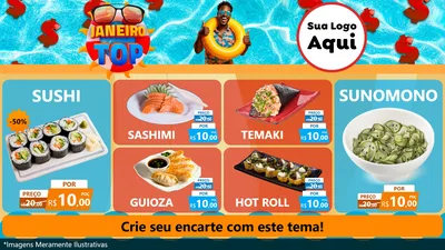 Modelo de TV para TV Horizontal com o tema Janeiro Top para Comida japonesa