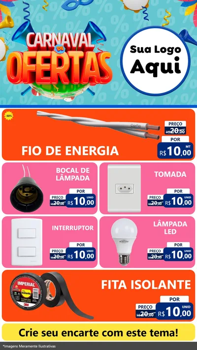 Modelo de TV para TV Vertical com o tema Carnaval de Ofertas para Materiais Elétricos