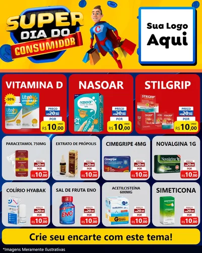 Modelo de Rede Social para Feed Instagram com o tema Super Dia do Consumidor para Farmácia