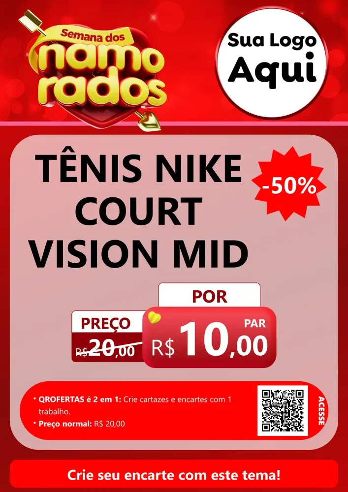 Modelo de Cartaz para Cartaz A4 Vertical com o tema Semana dos namorados para Calçados