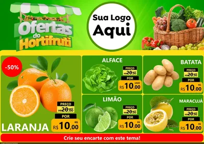 Modelo de Encarte para Encarte A4 Horizontal com o tema Ofertas do Hortifrúti para Hortifrúti