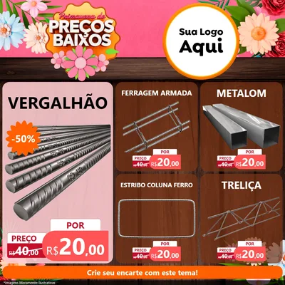 Modelo de Rede Social para Feed Facebook com o tema Primavera de Preços Baixos para Ferragens
