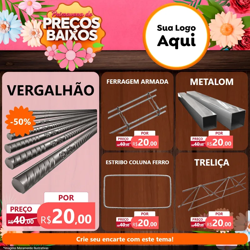 Modelo de Rede Social para Feed Facebook com o tema Primavera de Preços Baixos para Ferragens
