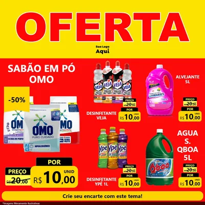 Modelo de Rede Social para Feed Facebook com o tema OFERTA - Vermelho Cartaz para Produtos de Limpeza