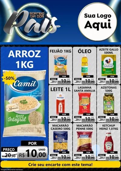 Modelo de Encarte para Encarte A4 Vertical com o tema Sorteio Dia Dos Pais para Supermercado