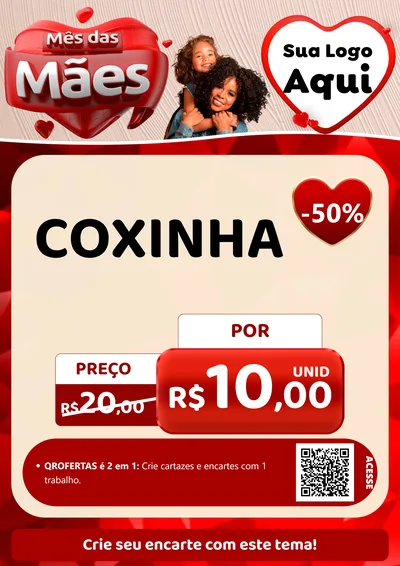 Modelo de Cartaz para Cartaz A4 Vertical com o tema Mês das Mães para Salgadaria