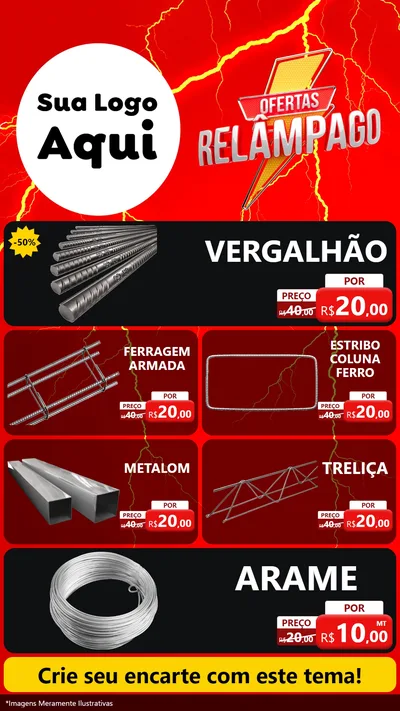 Modelo de TV para TV Vertical com o tema Ofertas Relâmpago para Ferragens