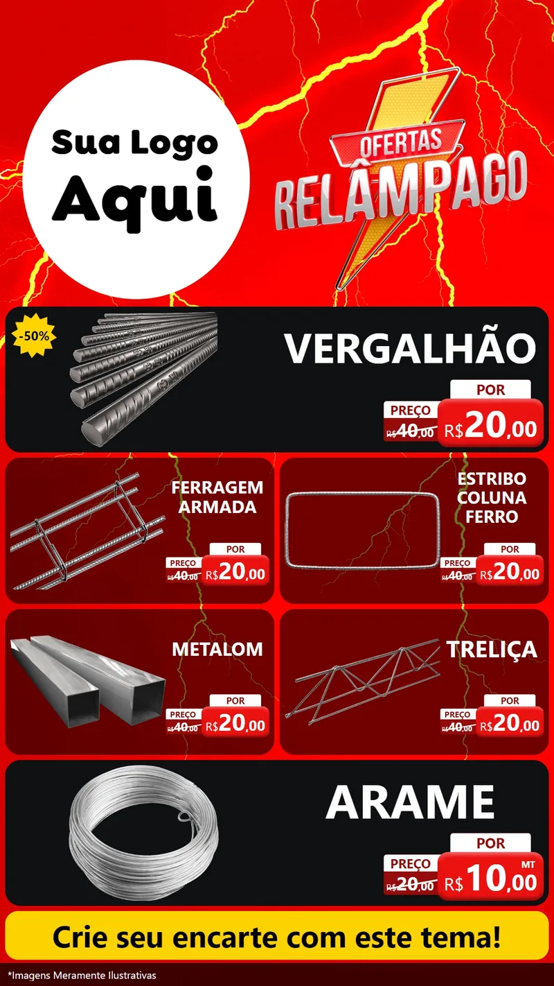 Modelo de TV para TV Vertical com o tema Ofertas Relâmpago para Ferragens
