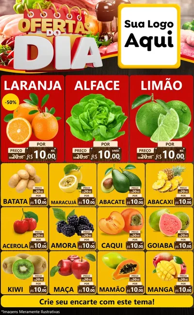 Modelo de Encarte para Encarte Grande com o tema Ofertas do Dia para Hortifrúti