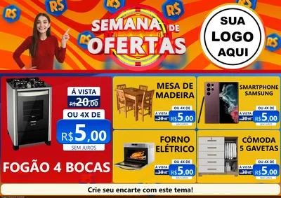 Modelo de Encarte para Encarte A4 Horizontal com o tema Semana de Ofertas para Móveis e Eletro