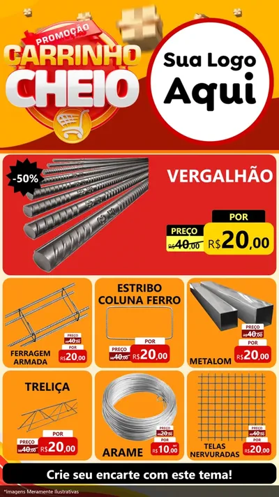 Modelo de Rede Social para Stories com o tema Promoção carrinho cheio para Ferragens