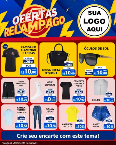 Modelo de Rede Social para Feed Instagram com o tema Ofertas Relâmpago para Roupas e acessórios