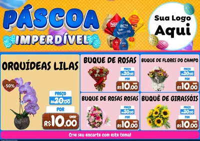 Modelo de Encarte para Encarte A4 Horizontal com o tema Páscoa Imperdível para Floricultura e jardim