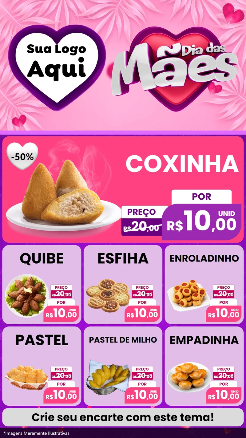 Modelo de Rede Social para Stories com o tema Dia das Mães para Salgadaria