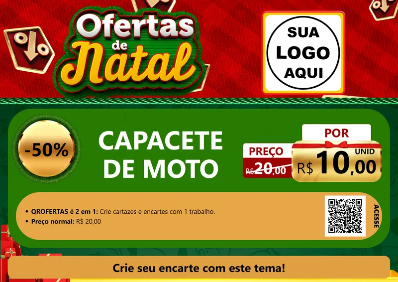 Modelo de Cartaz para Cartaz A4 Horizontal com o tema Ofertas de Natal para Moto peças