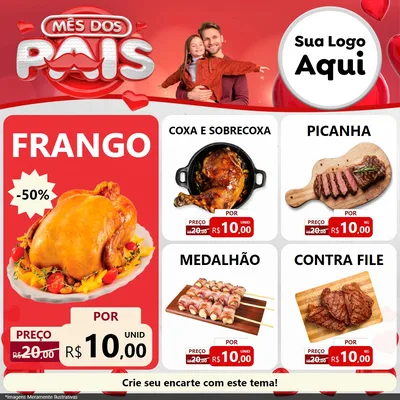 Modelo de Rede Social para Feed Facebook com o tema Mês dos Pais para Assados