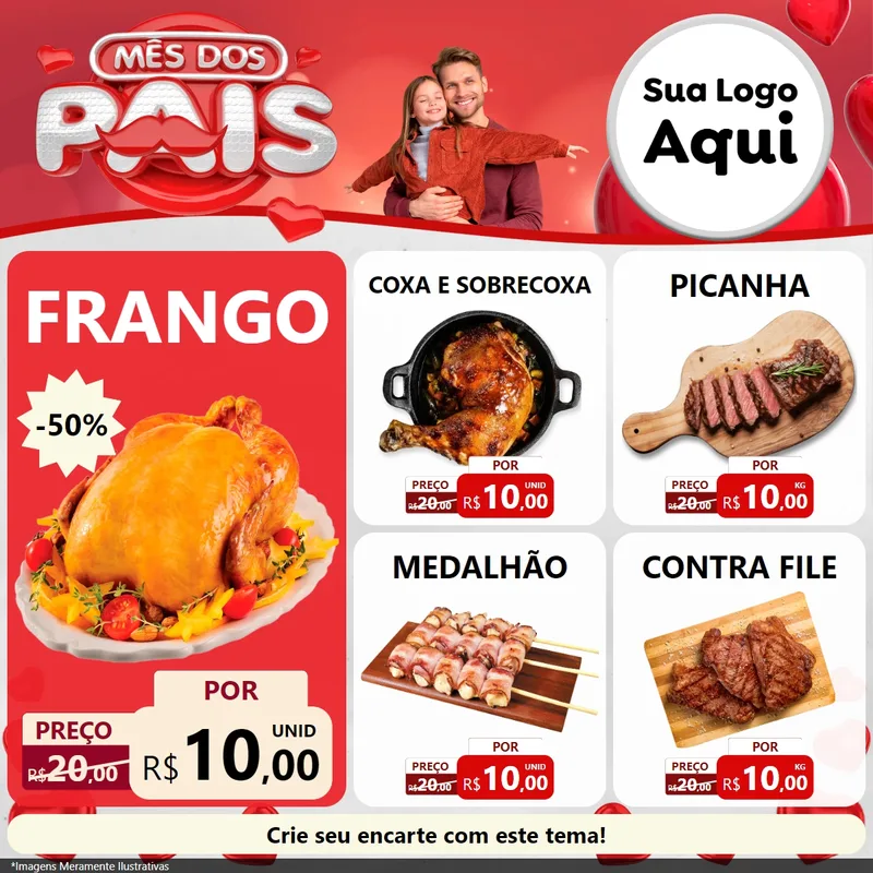 Modelo de Rede Social para Feed Facebook com o tema Mês dos Pais para Assados