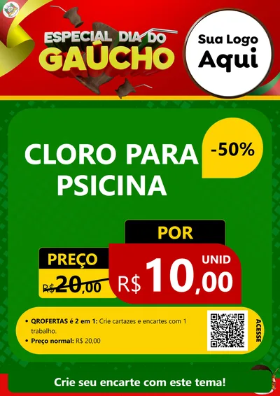 Modelo de Cartaz para Cartaz A4 Vertical com o tema Especial Dia do Gaúcho para Produtos para Piscina