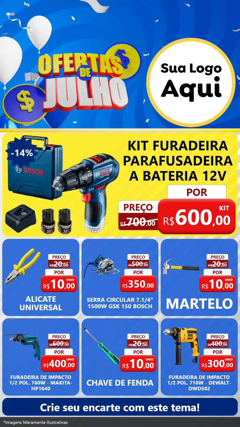 Modelo de Rede Social para Stories com o tema Ofertas de Julho para Maquinas e Ferramentas