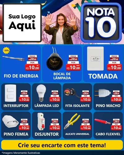 Modelo de Rede Social para Feed Instagram com o tema Nota 10 para Materiais Elétricos