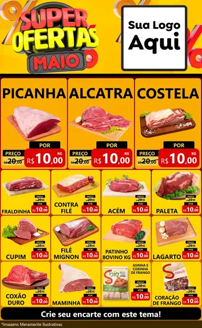 Modelo de Encarte para Encarte Grande com o tema Super Ofertas Maio para Açougue