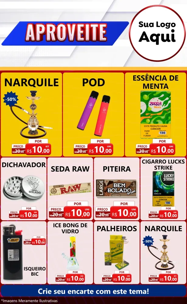 Modelo de Encarte para Encarte Grande com o tema Aproveite para Tabacaria