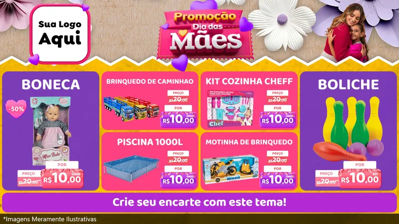Modelo de TV para TV Horizontal com o tema Promoção Dia das Mães para Brinquedos