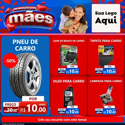 Modelo de Rede Social para Feed Facebook com o tema Promoção das Mães para Auto peças