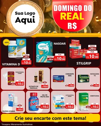 Modelo de Rede Social para Feed Instagram com o tema Domingo do Real para Farmácia