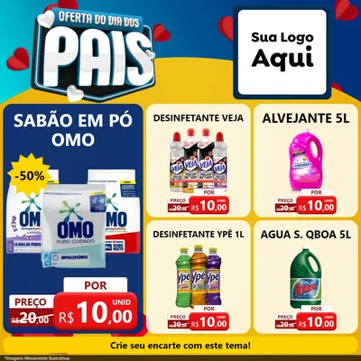 Modelo de Rede Social para Feed Facebook com o tema Oferta Do Dia Dos Pais para Produtos de Limpeza