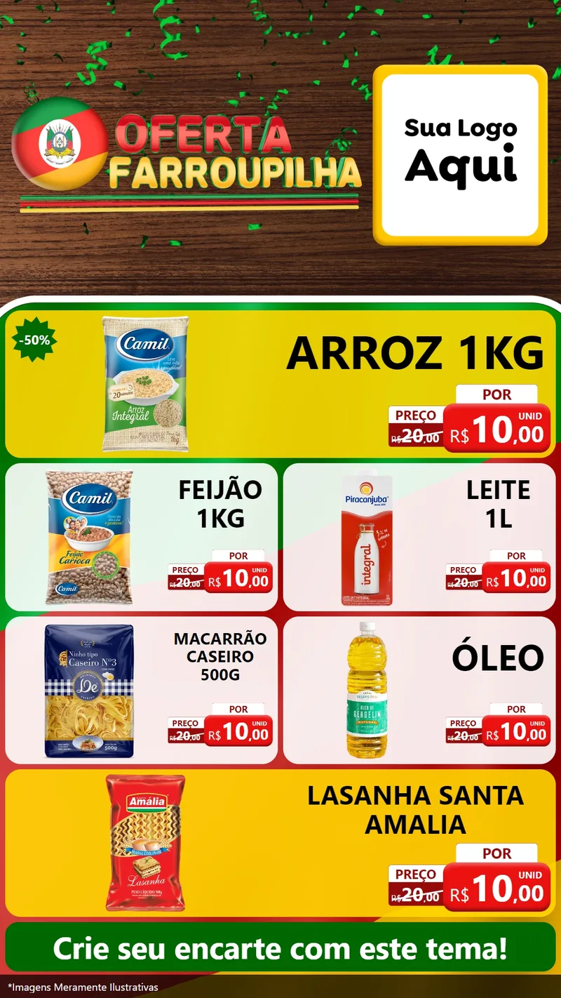 Modelo de TV para TV Vertical com o tema Oferta Farroupilha para Supermercado