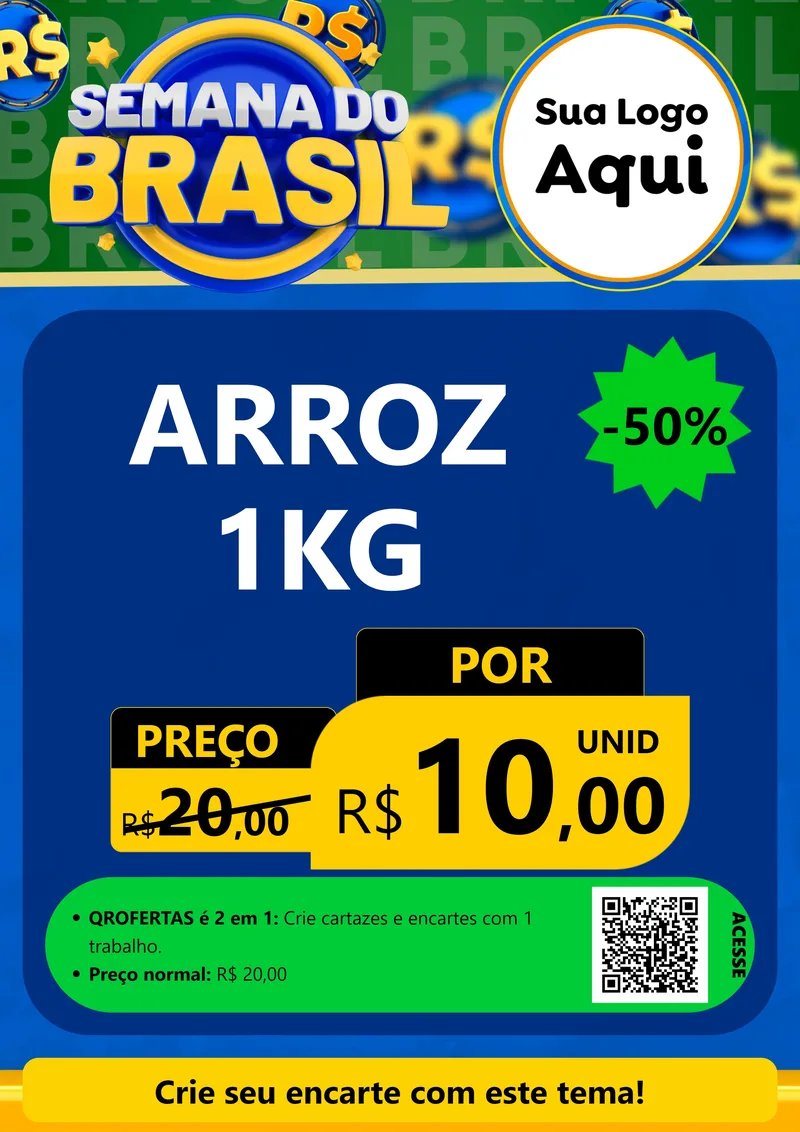 Modelo de Cartaz para Cartaz A4 Vertical com o tema Semana Do Brasil para Supermercado